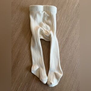 Rylee + Cru Cream Ribbed Baby Tights